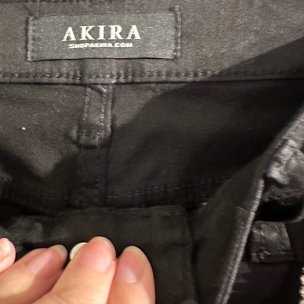 AKIRA Black Jeans with Silver Rhienstone Fringe Detail - Picture 3 of 4